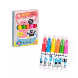 Moulin Roty - Csinoskák - 3az1-ben színesceruza készlet (ablakra, papírra, csempére) - 6 db